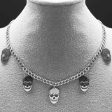 Skeleton Skull Tassel Hip Hop Pendant Necklaces Stainless Steel