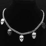 Skeleton Skull Tassel Hip Hop Pendant Necklaces Stainless Steel