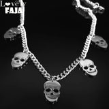 Skeleton Skull Tassel Hip Hop Pendant Necklaces Stainless Steel