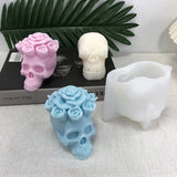 3D Rose Skull Epoxy Mold for DIY Candle Resin Casting Halloween Decoration