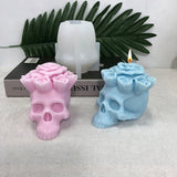 3D Rose Skull Epoxy Mold for DIY Candle Resin Casting Halloween Decoration