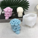 3D Rose Skull Silicone Mold for Candle Resin Casting