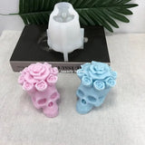 3D Rose Skull Silicone Mold for Candle Resin Casting