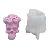 3D Rose Skull Epoxy Mold for DIY Candle Resin Casting Halloween Decoration