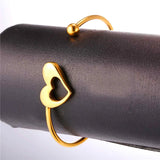 Skinny Heart Love Bangle Stainless Steel/Gold Open Cuff Bracelet