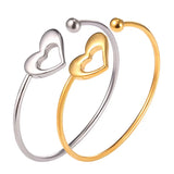 Skinny Heart Love Bangle Stainless Steel/Gold Open Cuff Bracelet