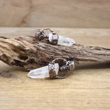Antique Copper Hoop Raw Crystal Point Pendant Necklace