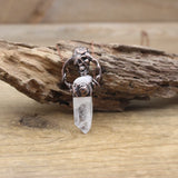 Antique Copper Hoop Raw Crystal Point Pendant Necklace