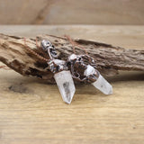 Antique Copper Hoop Raw Crystal Point Pendant Necklace