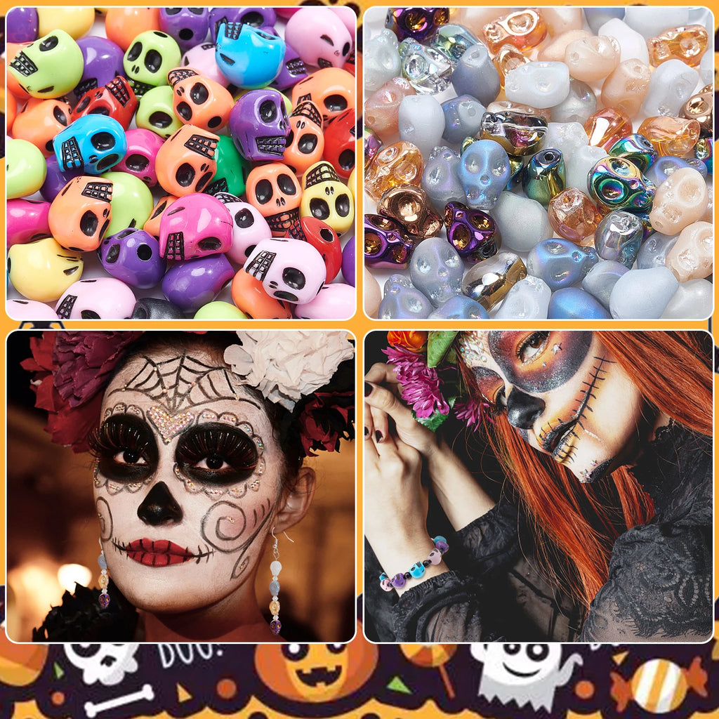 Skull Acrylic Beads Glass Beads Halloween Colored Matte Spacer