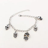 Gothic Skull Ankle Bracelet for Women Silver Chain Jewelry