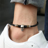 Skull Anklet Men Jewelry Rope Ankle Bracelets Feet Decoration Leg Bracelet