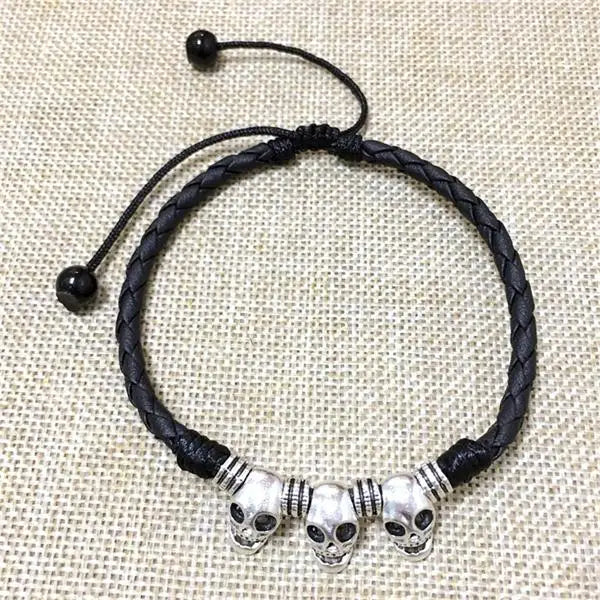 Skull Anklet Men Jewelry Rope Ankle Bracelets Feet Decoration Leg Bracelet