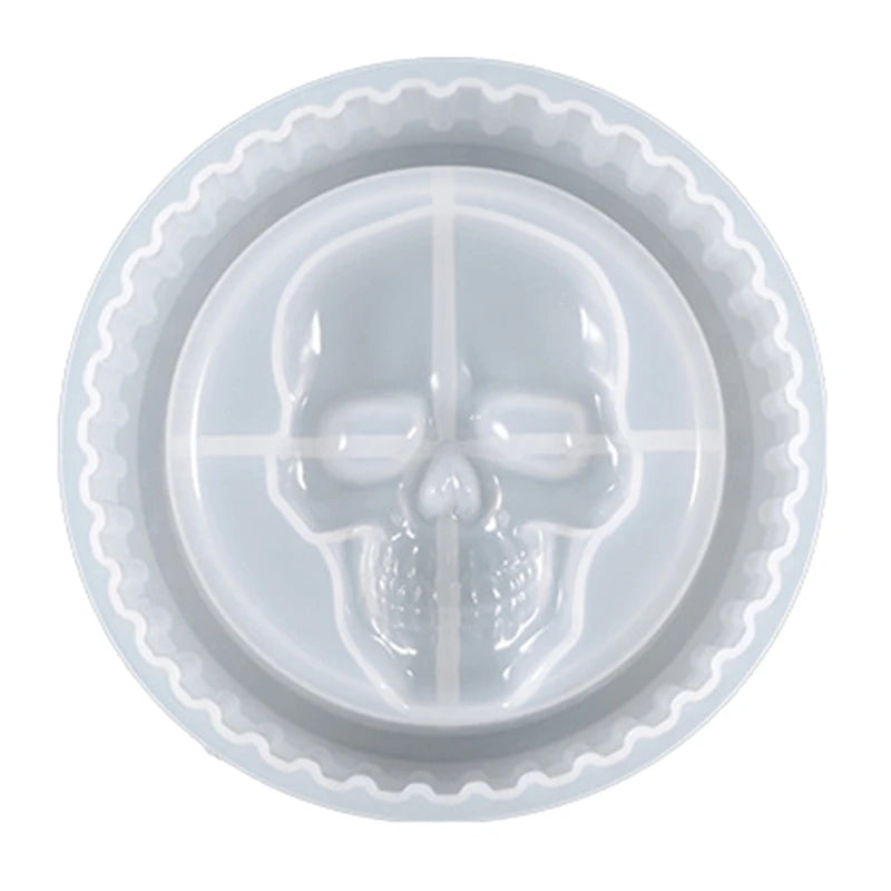 Skull Ashtray Crystal Epoxy Resin Mold Round Storage Box Silicone Mould