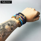 Skull & Tiger's Eye Bracelet, Europe Style Punk Jewelry, 2018 Gift