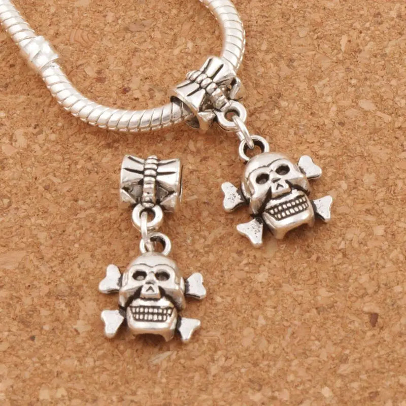 Skull Big Hole Beads 25.1x12.9mm 18pcs for Bracelets DIY B975