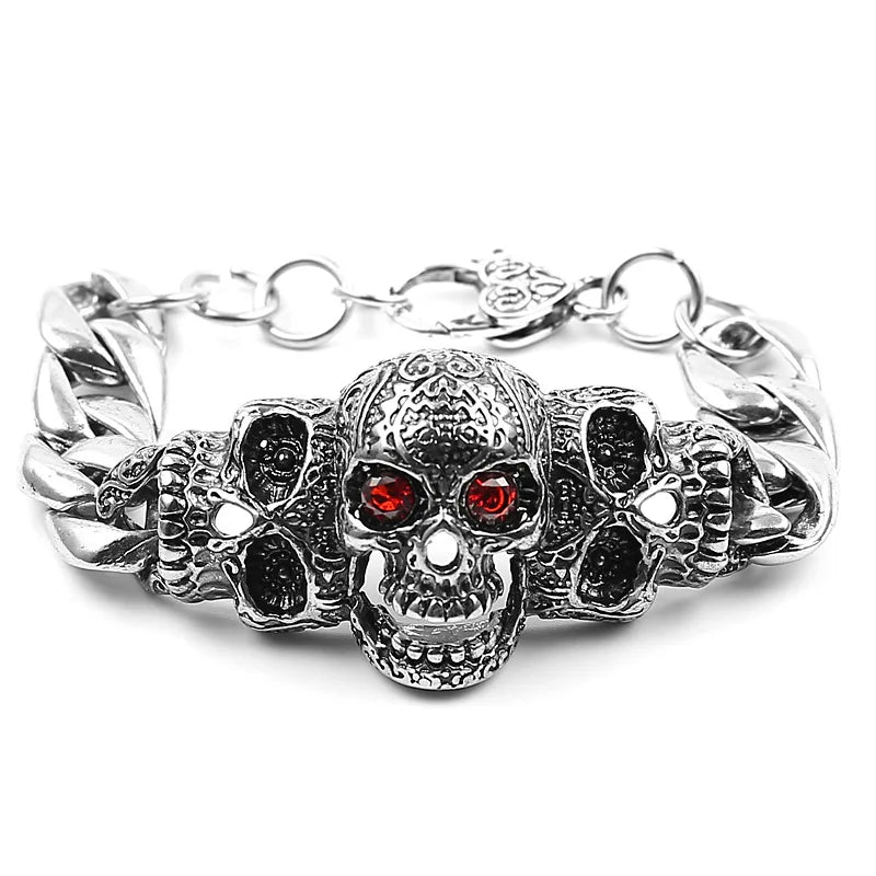 Skull Biker Men's Bracelet 316L Stainless Steel