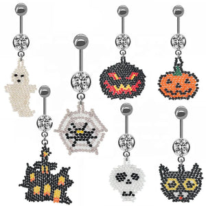 Skull Castle Dangle Belly Ring Stainless Steel Navel Piercing Jewelry