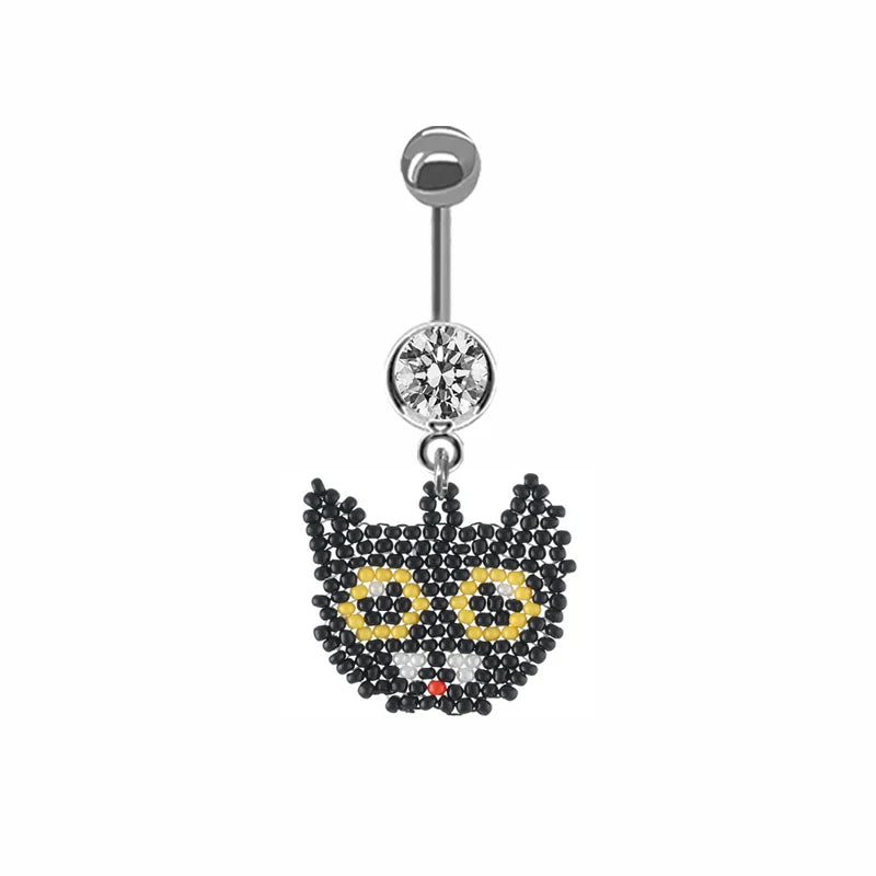 Skull Castle Dangle Belly Ring Stainless Steel Navel Piercing Jewelry