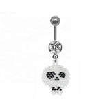 Skull Castle Dangle Belly Ring Stainless Steel Navel Piercing Jewelry