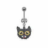 Skull Castle Dangle Belly Ring Stainless Steel Navel Piercing Jewelry