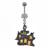 Skull Castle Dangle Belly Ring Stainless Steel Navel Piercing Jewelry