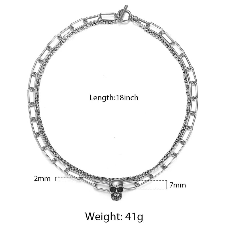 Men's Skull Chain Stainless Steel Choker Necklace LDN229