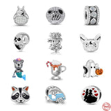 Skull Daisy Fish Juice Charm 925 Silver Charms Bracelet DIY