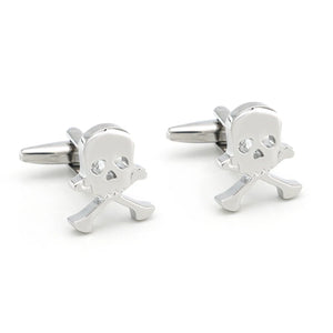 Skull Human Skeleton Cufflinks Brass Silver Cuff Links