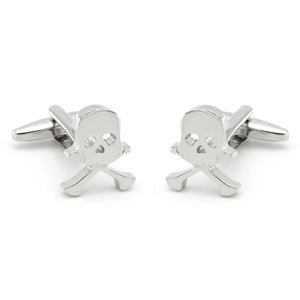 Skull Human Skeleton Cufflinks Brass Silver Cuff Links