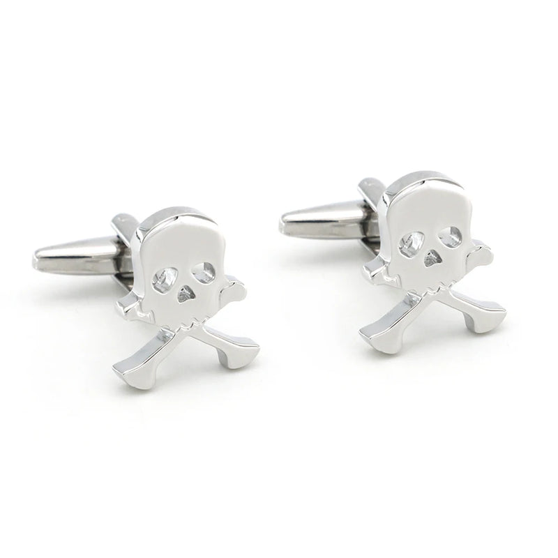 Skull Human Skeleton Cufflinks Brass Silver Cuff Links