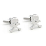 Skull Human Skeleton Cufflinks Brass Silver Cuff Links