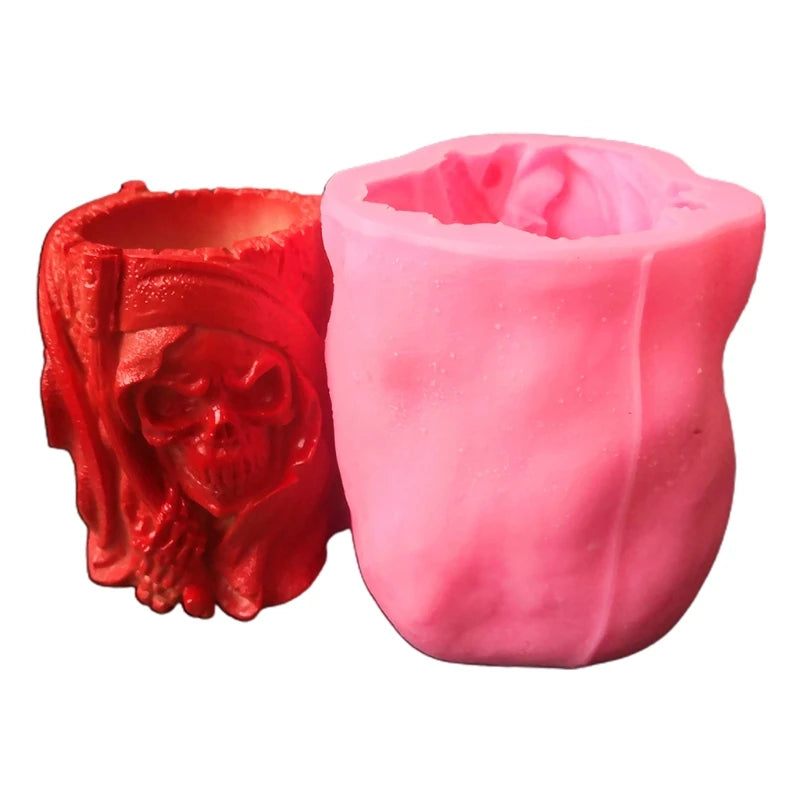Skull Flowerpot Silicone Mold Pen Holder Resin Craft DIY Jewelry Making Tool