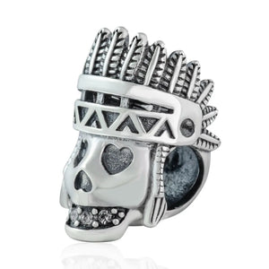 Tribal Chief Skeleton 925 Silver Bead for DIY Jewelry