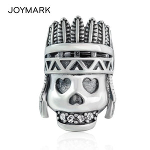 Tribal Chief Skeleton 925 Silver Bead for DIY Jewelry