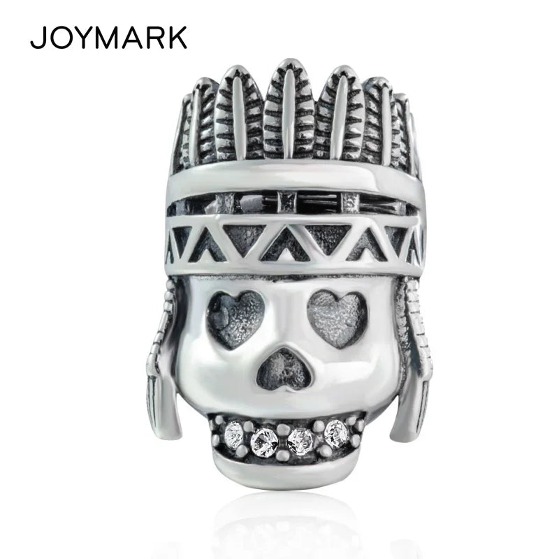Tribal Chief Skeleton 925 Silver Bead for DIY Jewelry