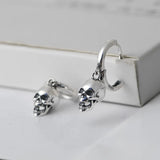 Skull Hoop Earring 925 Sterling Silver Punk Style Gothic Earring