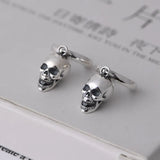 Skull Hoop Earring 925 Sterling Silver Punk Style Gothic Earring