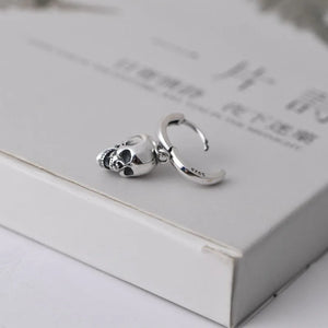 Skull Hoop Earring 925 Sterling Silver Punk Style Gothic Earring