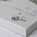 Skull Hoop Earring 925 Sterling Silver Punk Style Gothic Earring