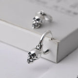 Skull Hoop Earring 925 Sterling Silver Punk Style Gothic Earring
