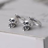 Skull Hoop Earring 925 Sterling Silver Punk Style Gothic Earring