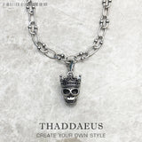 Skull King Charm Necklace 925 Sterling Silver Rock n Roll Gift