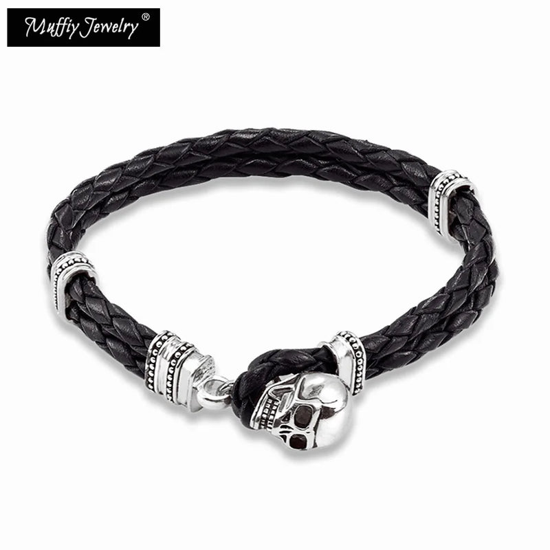 Skull Leather Bracelet, Europe Style Good Jewelry For Soul Women