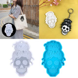 Skull Pendant Keychain Silicone Mold with Hole Halloween Gift