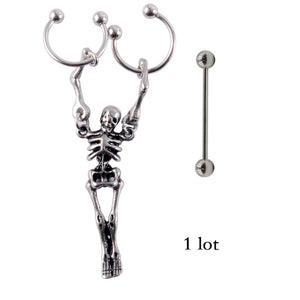 Skull Horseshoe Nipple Cartilage Earrings
