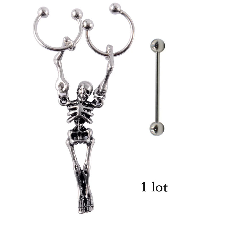 Skull Horseshoe Nipple Cartilage Earrings
