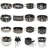 Skull Punk Gothic Rock Leather Wristband Bracelet