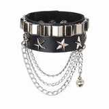Skull Punk Gothic Rock Leather Wristband Bracelet