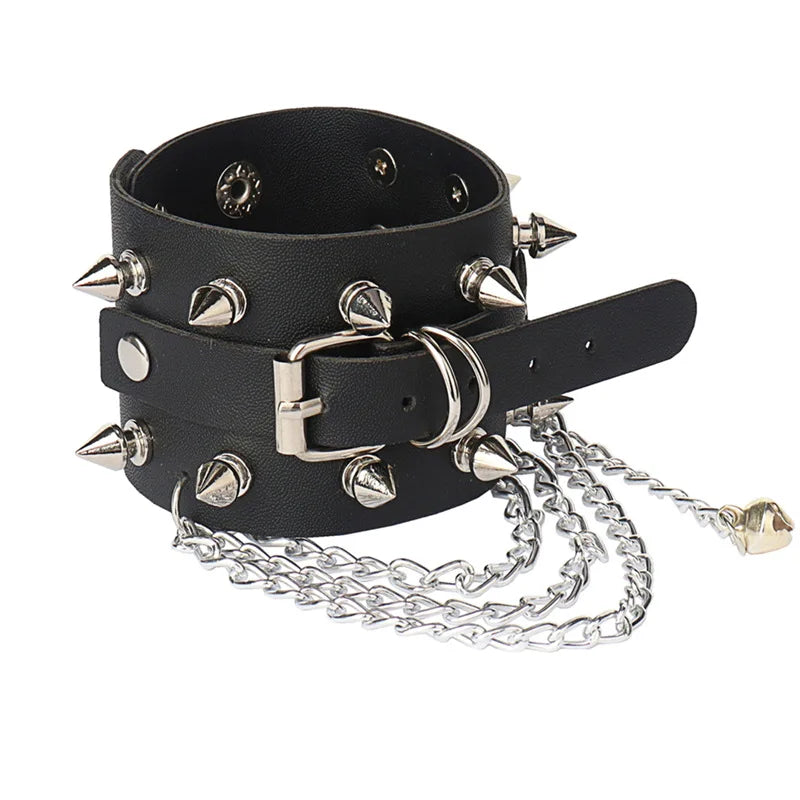 Skull Punk Gothic Rock Leather Wristband Bracelet